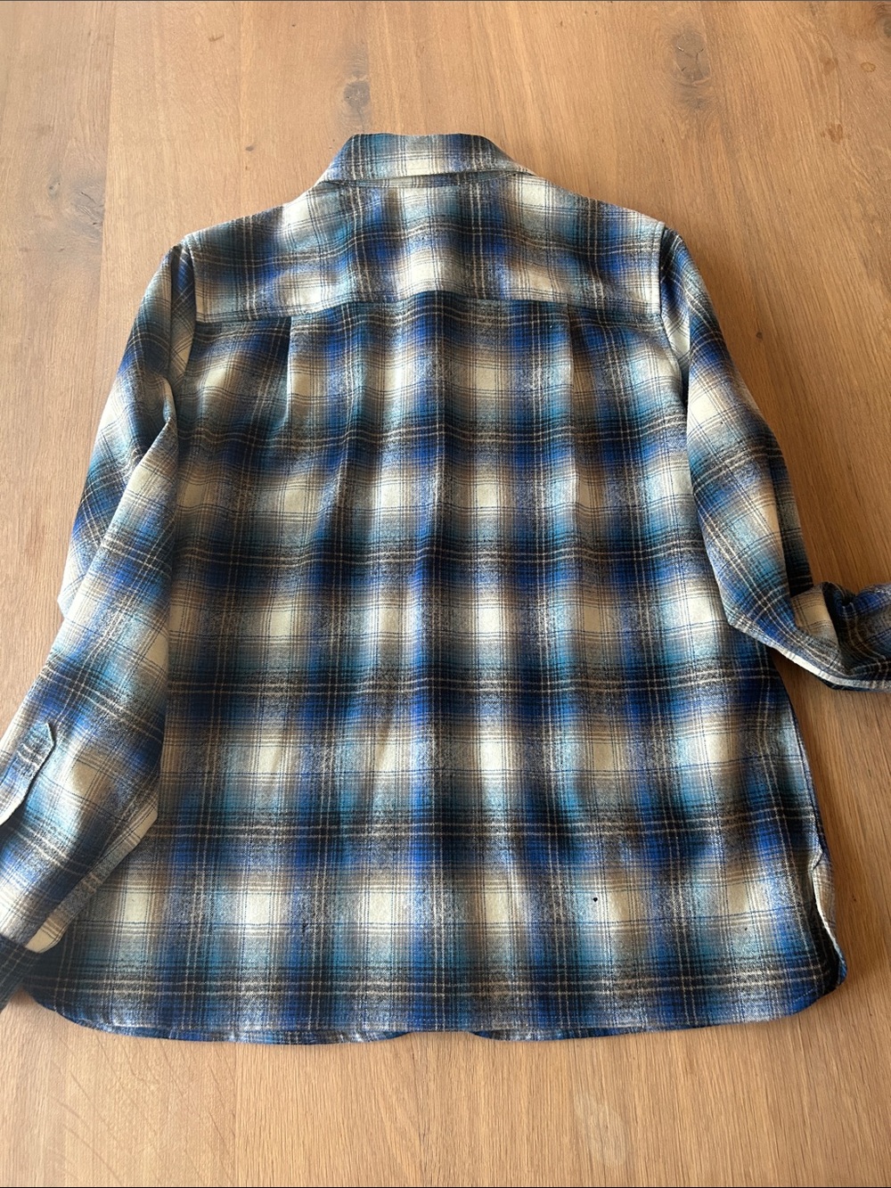 Pendleton Blue and Gray Plaid Button-Down Shirt- L - Picture 3 of 7